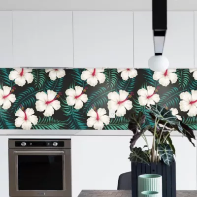 Crédence à coller Hibiscus Blanche 100 x 40 cm