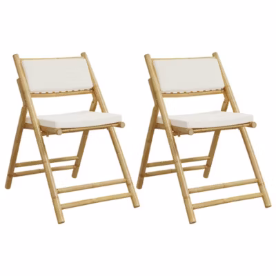 Chaises de bistro pliantes lot de 2 et coussins blanc crème vidaXL