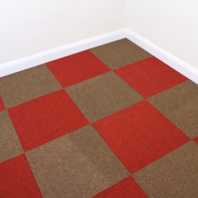 40 Dalles de 50cm x 50cm (10m²) Dalle de Moquette Couleur Sable & Rouge Écarlate