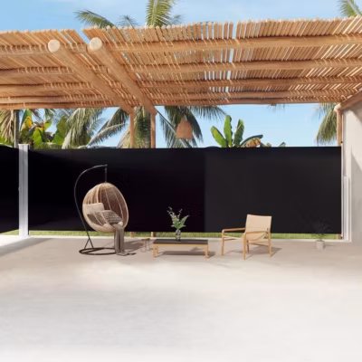 vidaXL Auvent latéral rétractable Noir 220×1200 cm 318084