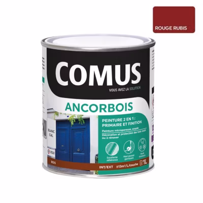 ANCORBOIS rouge rubis ral 3003 1L – Peinture de protection et de décoration microporeuse 2 en 1  bois