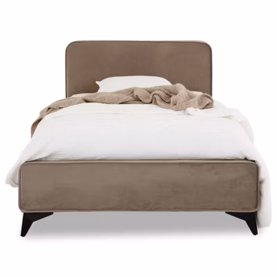 Lit simple RAVELLO 90 x 190 cm, revêtement en tissu – Grège