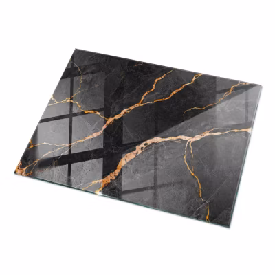 Dessus de table en verre trempé Wallfluent 120×80 cm Motif marbré avec veines