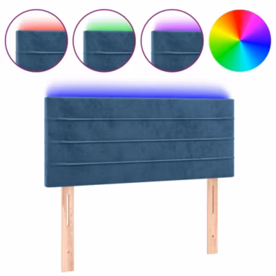 vidaXL Tête de Lit à LED Meuble de Chambre à Coucher Accessoire de Lit Simple Tête de Cadre de Lit Intérieur Bleu Foncé 3121786