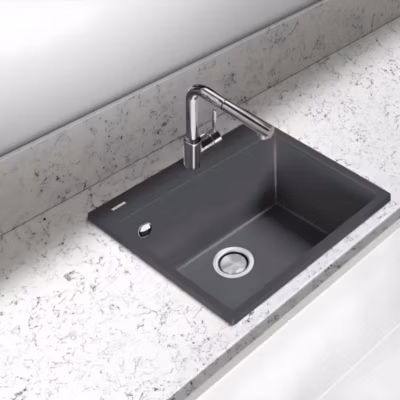 Évier à encastrer 1 Cuve 49x40x20cm – Quartz Concrete – Quadra SE FRÉCAN