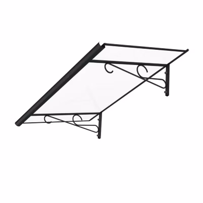 ARCTOM Auvent Fosti 140×79, couleur anthracite RAL7016, plaque incolore, polycarbonate solide