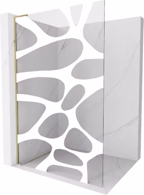 Mexen Kioto L paroi de douche Walk-in 90 x 200 cm, vague blanche, or – 800-090-103-50-97