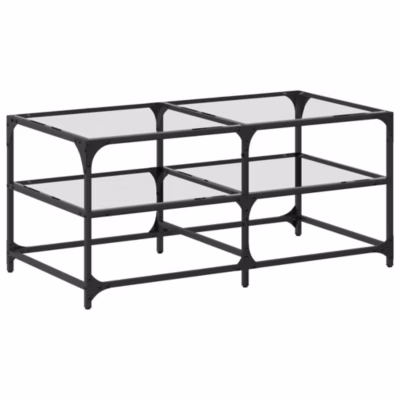 Table basse avec dessus en verre transparent 98,5x50x45cm acier vidaXL