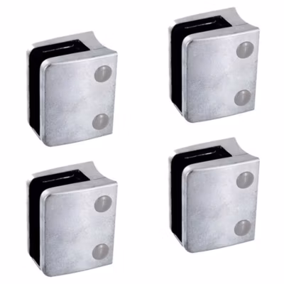 4 x Pince à verre pour tube diam. 48,3 modèle 04 – Ep. verre 16,76 mm – Zamak brut