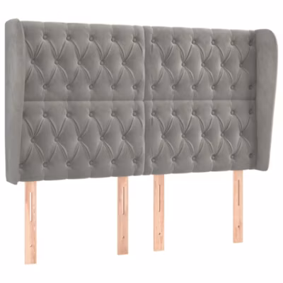 3118340 vidaXL Tête de lit avec oreilles Gris clair 147x23x118-128 cm Velours