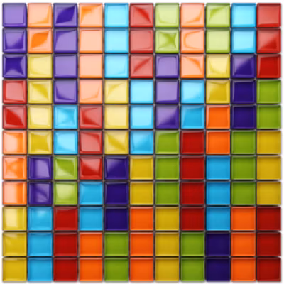 Mosaïque en verre sur filet pour salle de bain ou cuisine 30 cm x 30 cm – Long Rainbow