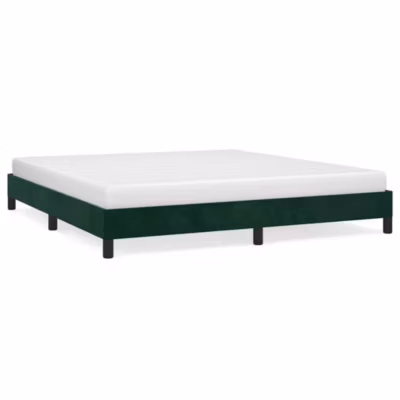 Lit double, Lit adulte, Cadre de lit sans matelas vert foncé 180×200 cm velours