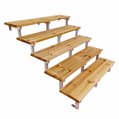 Escalier OSLO métal et pin – H 88cm -5 marches -largeur 160cm — sans contre marches