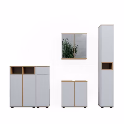 Vicco Ensemble de meubles de salle de bain Blanc/Artisan 5 pièces