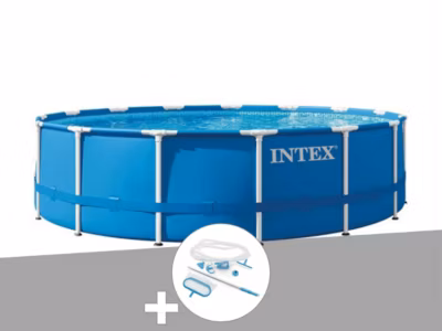 Kit piscine tubulaire Intex Metal Frame ronde 4,57 x 1,22 m + Kit d&rsquo;entretien