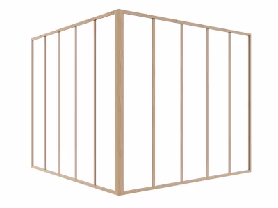 Verrière d&rsquo;angle d&rsquo;atelier en aluminium thermolaqué – L150 x L150 x H130 – Naturel clair – BAYVIEW