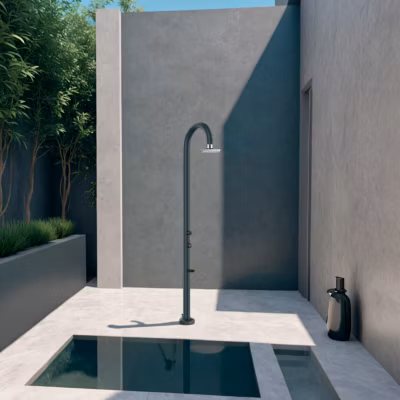 Douche alu grise avec LED capteur et ecran LCD eau chaudefroide