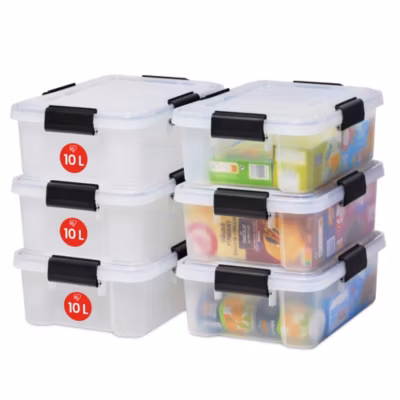 Iris Ohyama, Boite de Rangement Hermétique, 10L, Lot de 6, Transparent, AT-S