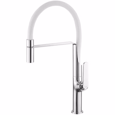TUBIG Mitigeur évier chromé blanc bec flexible déclipsable hauteur 468 mm – THERMADOR – TUB13B