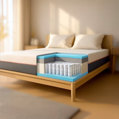 The White Stone Matelas 80×190 en Mousse à Mémoire Breeze et Ressorts Ensachés, Hauteur 30 cm