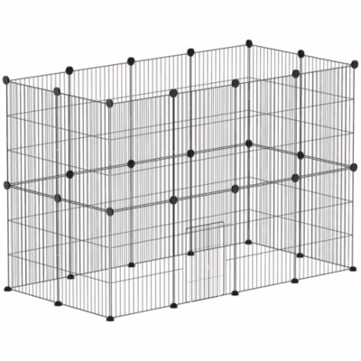 Enclos modulable rongeurs petits animaux – parc 24 panneaux – 120 x 60 x 80 cm – acier noir