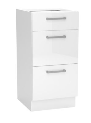 Meuble bas de cuisine avec 3 tiroirs coloris blanc –  longueur 40 x profondeur 44,60 x hauteur 82 cm