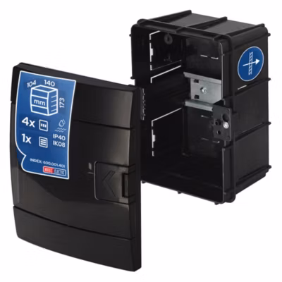 Coffret électrique encastré 4 modules Tableau électrique nu noir fumé, 140 x 173 x 104 mm, HOROZ