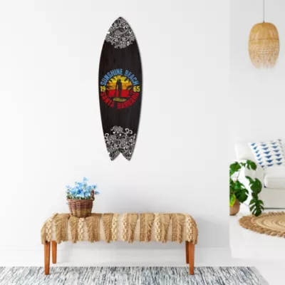 DECLINA, Planche de Surf Décorative, Décoration murale, impression sur aluminium, Planche surf déco Sunshine Beach, 100×30 cm