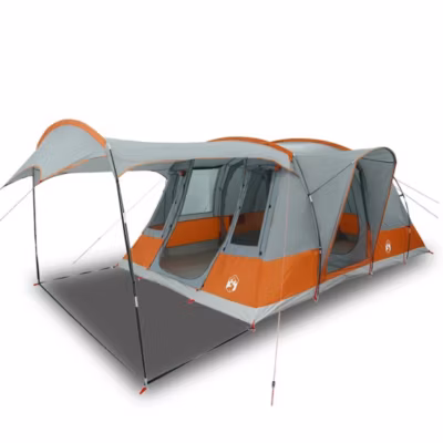 Tente de camping tunnel 5 personnes gris et orange imperméable vidaXL