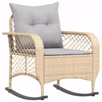 Chaise à bascule de jardin avec coussins beige résine tressée vidaXL