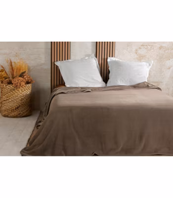 Couvre lit velours gaufré – 240x260cm – Taupe