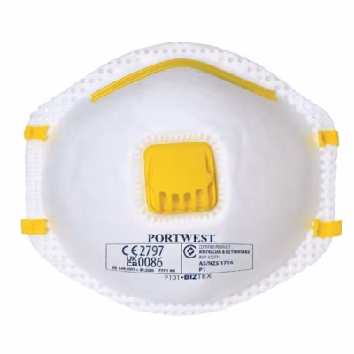 Boite de 10 masques poussières à valve FFP1 Blanc