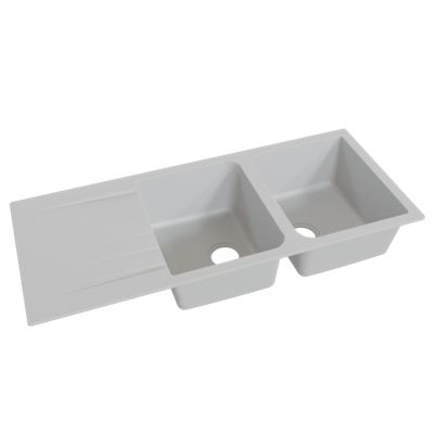 Évier RESIROC avec 2 bacs + égouttoir 116cm – gris