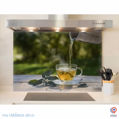 Crédence cuisine fond de hotte Thé à la menthe – Verre trempé – L 60 cm x H 45 cm – MaCrédenceDéco