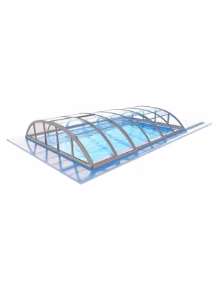 Abri de piscine Horizon pour les modèles 4,10×3 m – BAS85, BAS785 – polycarbonate massif 3 mm – Couleur Ral7037 Gris  – ECO224