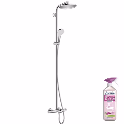 Colonne bain douche thermostatique HANSGROHE Crometta S 240 chromé + nettoyant Briochin