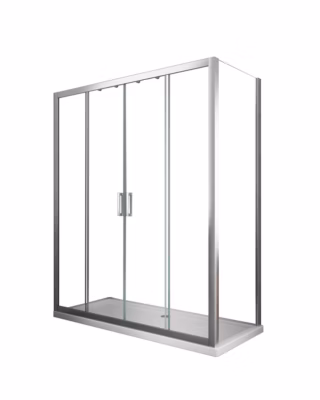 Douche de 6 mm avec un mur fixe et portes ouverture centrale H.190 receveur de douche 65-67,5 fixe x 143-148 ouverture centrale