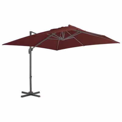 vidaXL Parasol déporté avec mât en aluminium Rouge bordeaux 400×300 cm