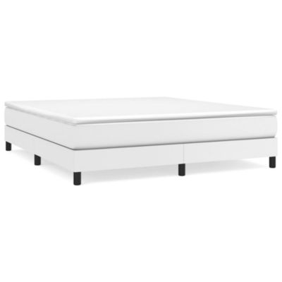 Lit double, Lit adulte, Cadre de lit à ressorts blanc 180×200 cm similicuir