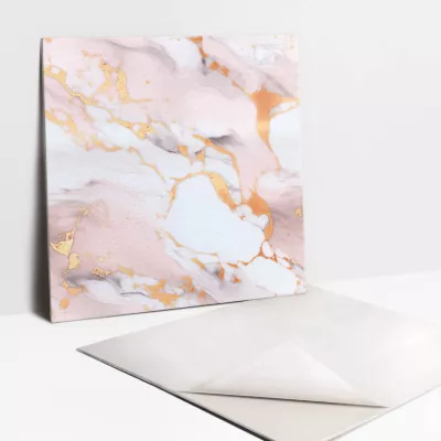 Carreaux vinyle Tulup 30×30 cm Marbre pastel et or 9 pcs