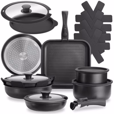 Batterie de casseroles de 17 pièces adaptée à l&rsquo;induction
