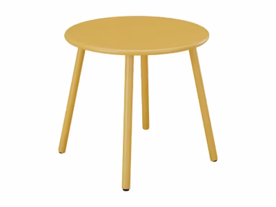Table d&rsquo;appoint de jardin en métal ronde – Jaune moutarde – MIRMANDE de MYLIA