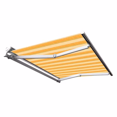 Store banne manuel Demi coffre 2,5 x 2 m pour terrasse – Jaune rayé – Sunny Inch