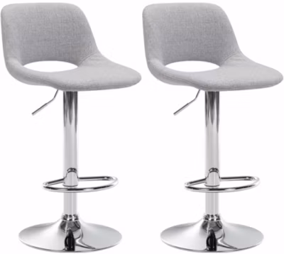 Lot de 2 tabourets de bar Camden, recouverts de tissu Métalchromé/Grisclair