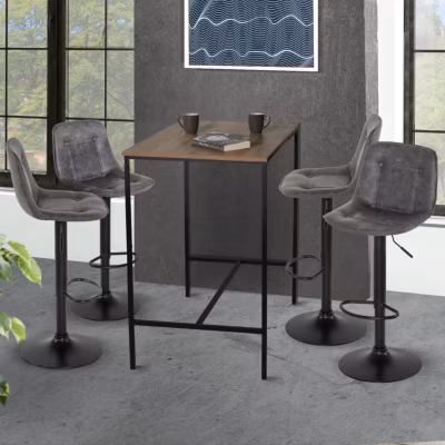 Lot de 4 tabourets de bar DENVER gris vintage