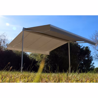 Store double pente GARDEN Blanc 4mx3mx2 Manuel – Toile Taupe