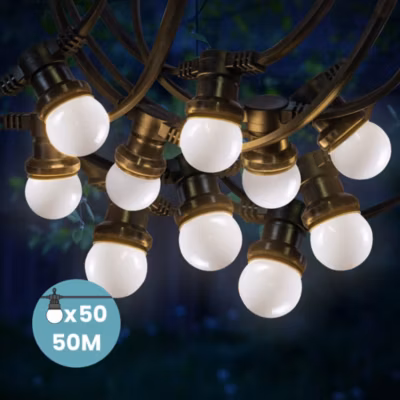 Kit Guirlande Guinguette 50m IP 65 Blanche