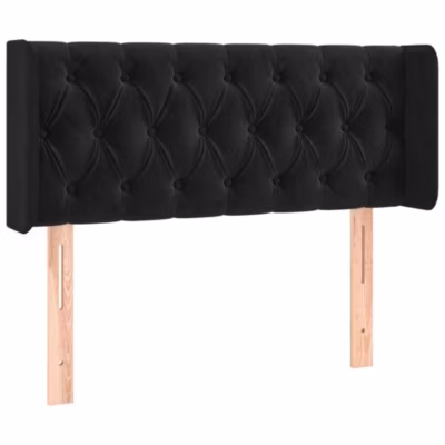 3119148 vidaXL Tête de lit avec oreilles Noir 103x16x78-88 cm Velours