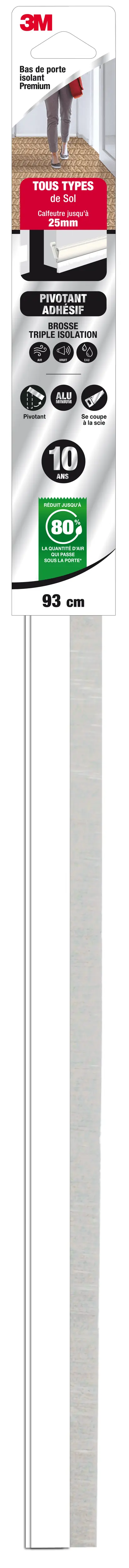 Bas de Porte Isolant Premium Sol Très Irrégulier – Blanc – L.0,93m