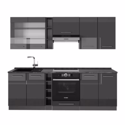Vicco Cuisine Anthracite Haute brillance 235cm sans PT